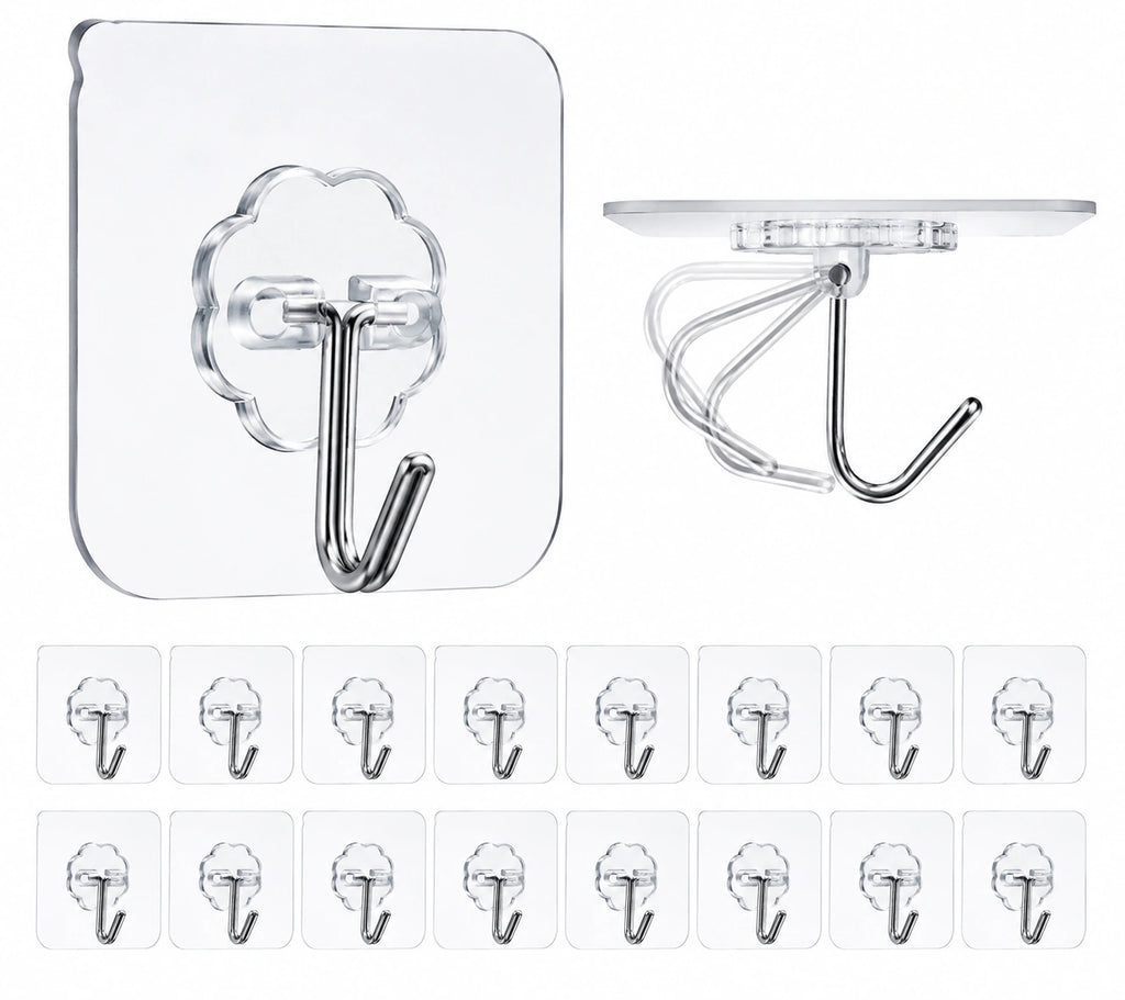 No Drilling, No Wall Damage!” Heavy Duty Flower Adhesive Wall Hooks – 10 Pc Transparent Hooks for Kitchen, Bathroom & Home Organization