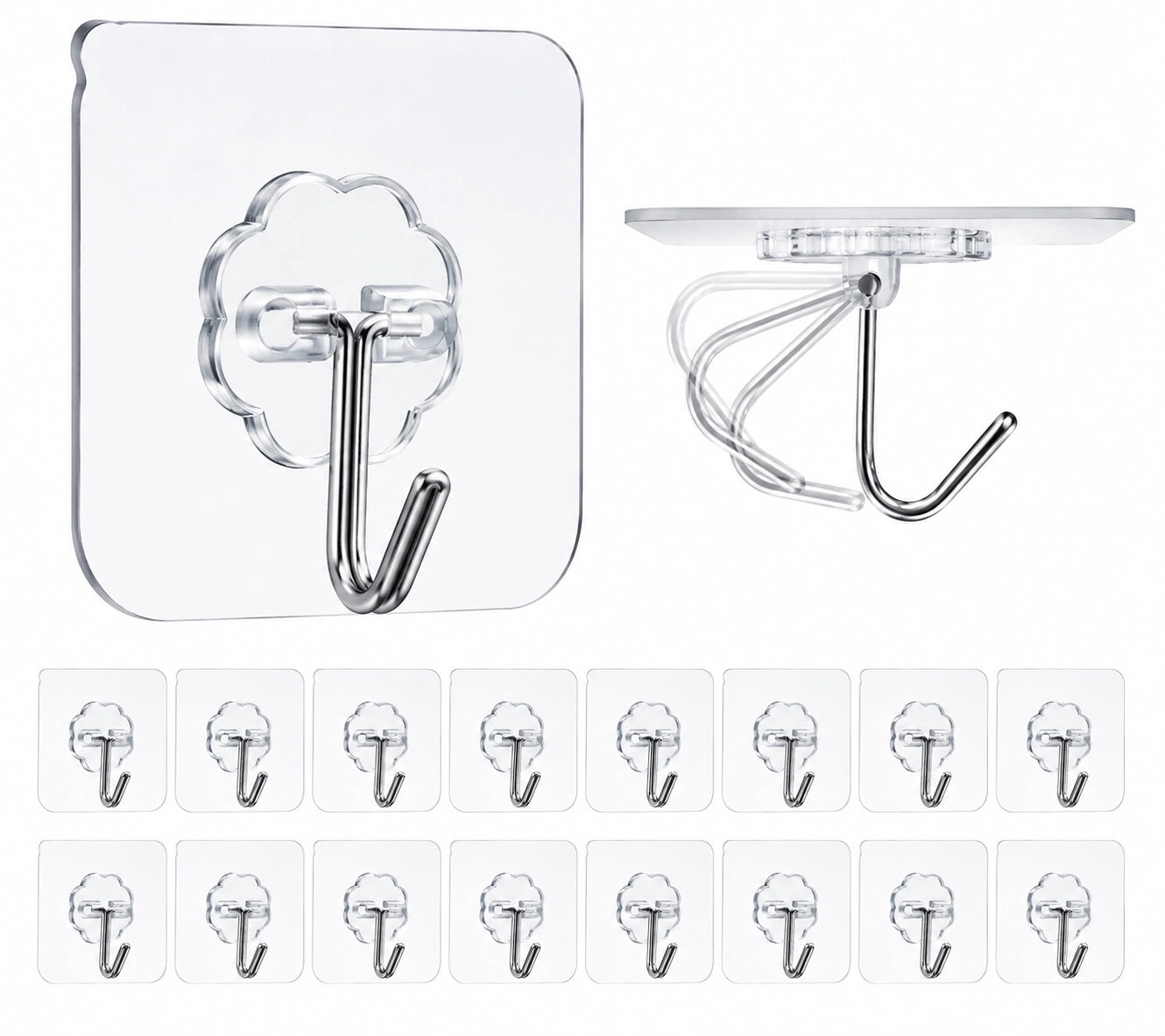 No Drilling, No Wall Damage!” Heavy Duty Flower Adhesive Wall Hooks – 10 Pc Transparent Hooks for Kitchen, Bathroom & Home Organization