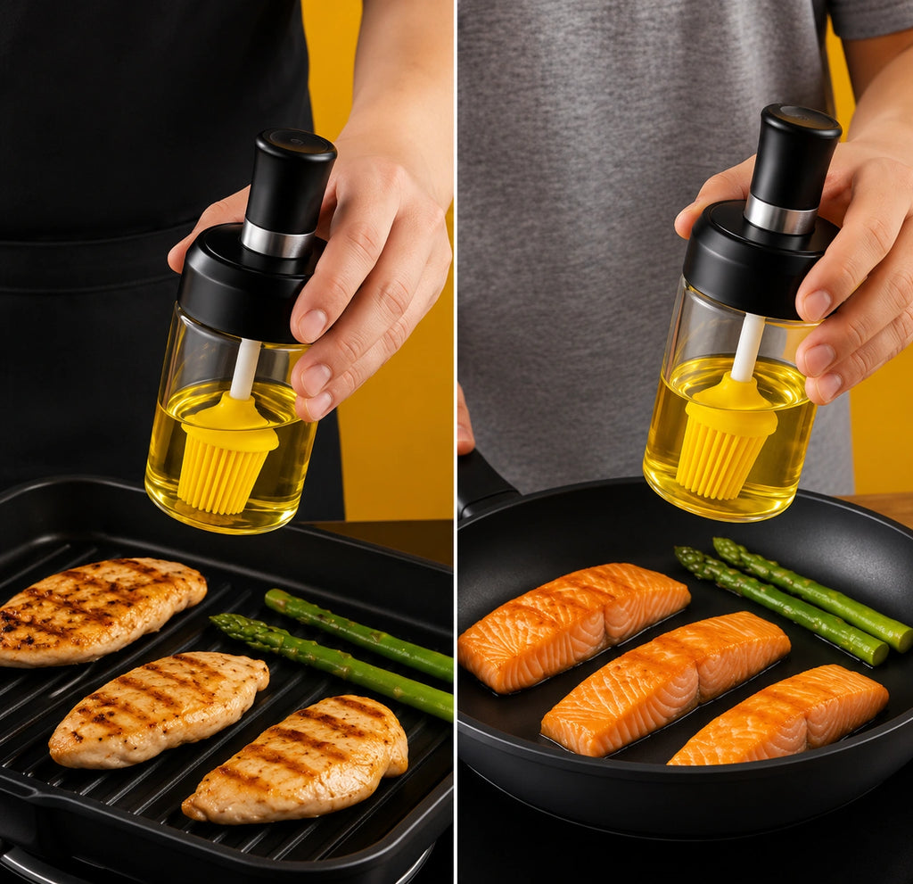 250ml Smart 2-in-1 Oil Brush for Mess-Free Cooking, Baking & Grilling