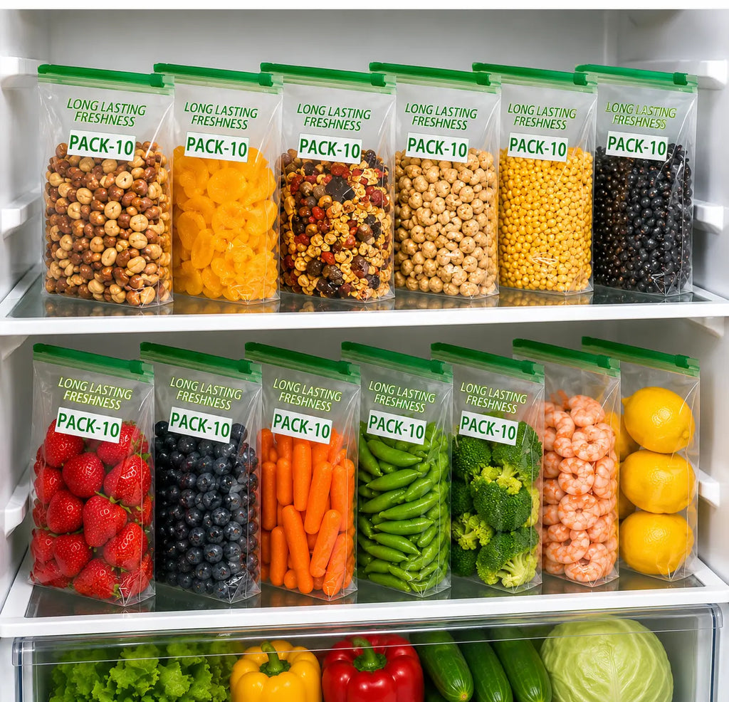 10 Pack of Resuable Bags to Keep Your Fridge Fresh & Kitchen Mess-Free