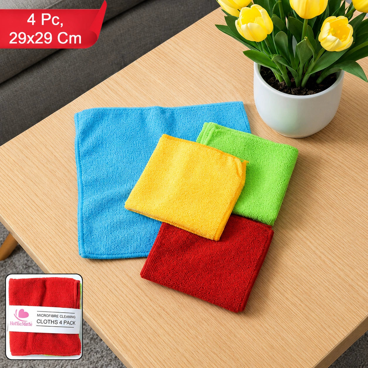 Microfiber Cleaning Cloths 4 Pc Set Multipurpose Cleaning Towel Napkin