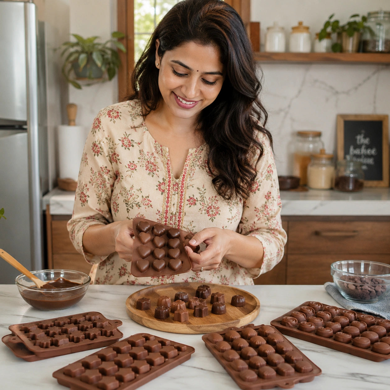 Easy Release Chocolate Molds – 6-Pack Silicone Trays for Candy, Desserts & Baking