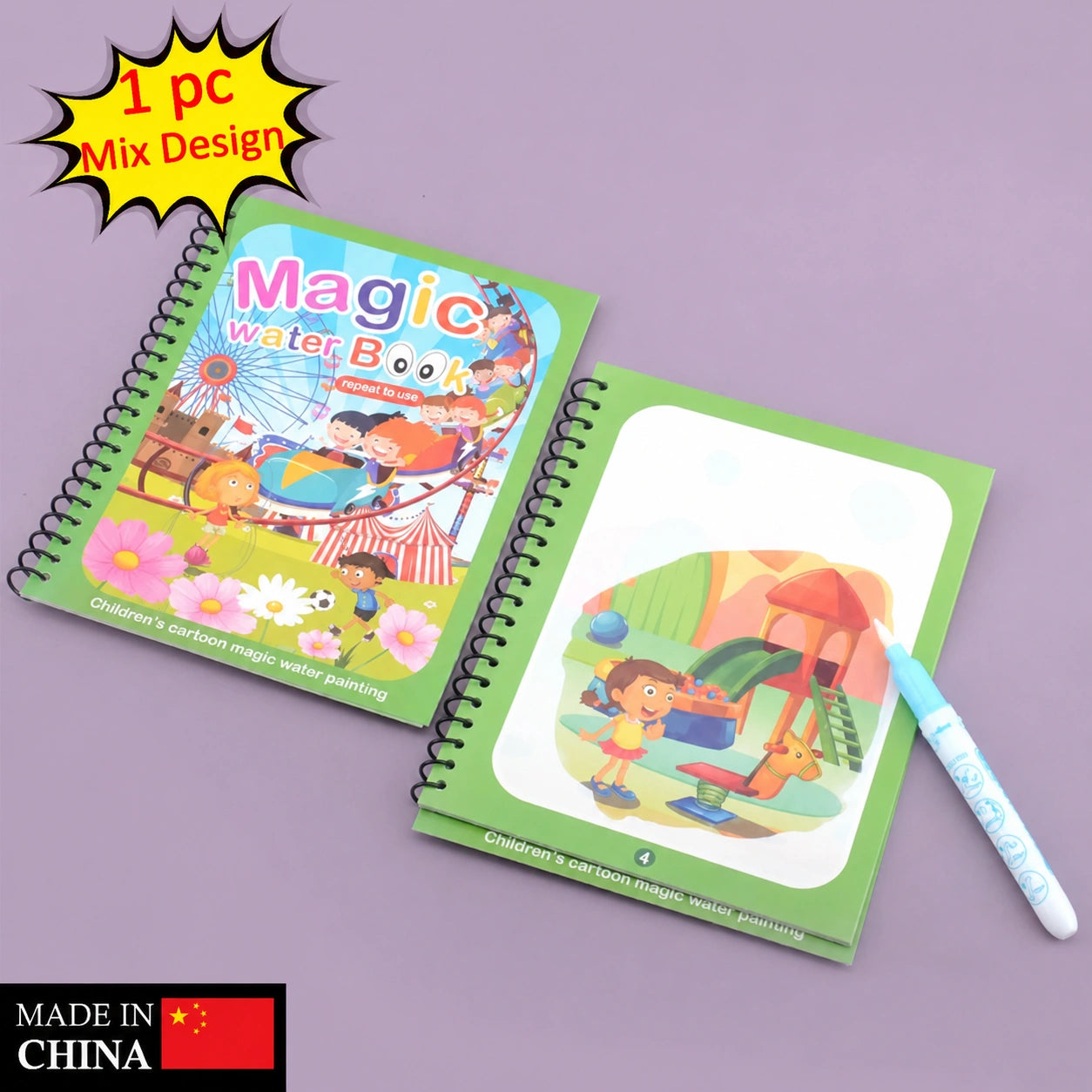 Screen-Free Creative Play! Magic Water Painting Book with Doodle Pen