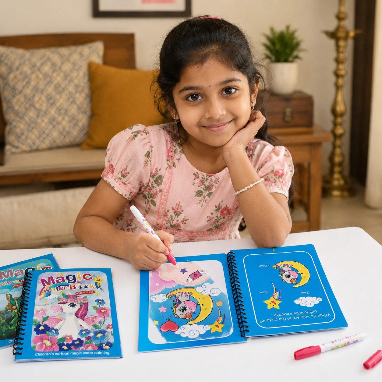 Screen-Free Creative Play! Magic Water Painting Book with Doodle Pen