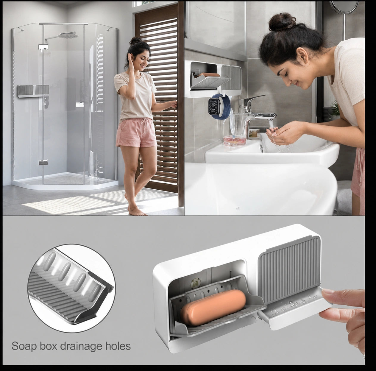 Messy Bathroom? 4-Compartment Wall Mounted Soap Holder for Smart Storage