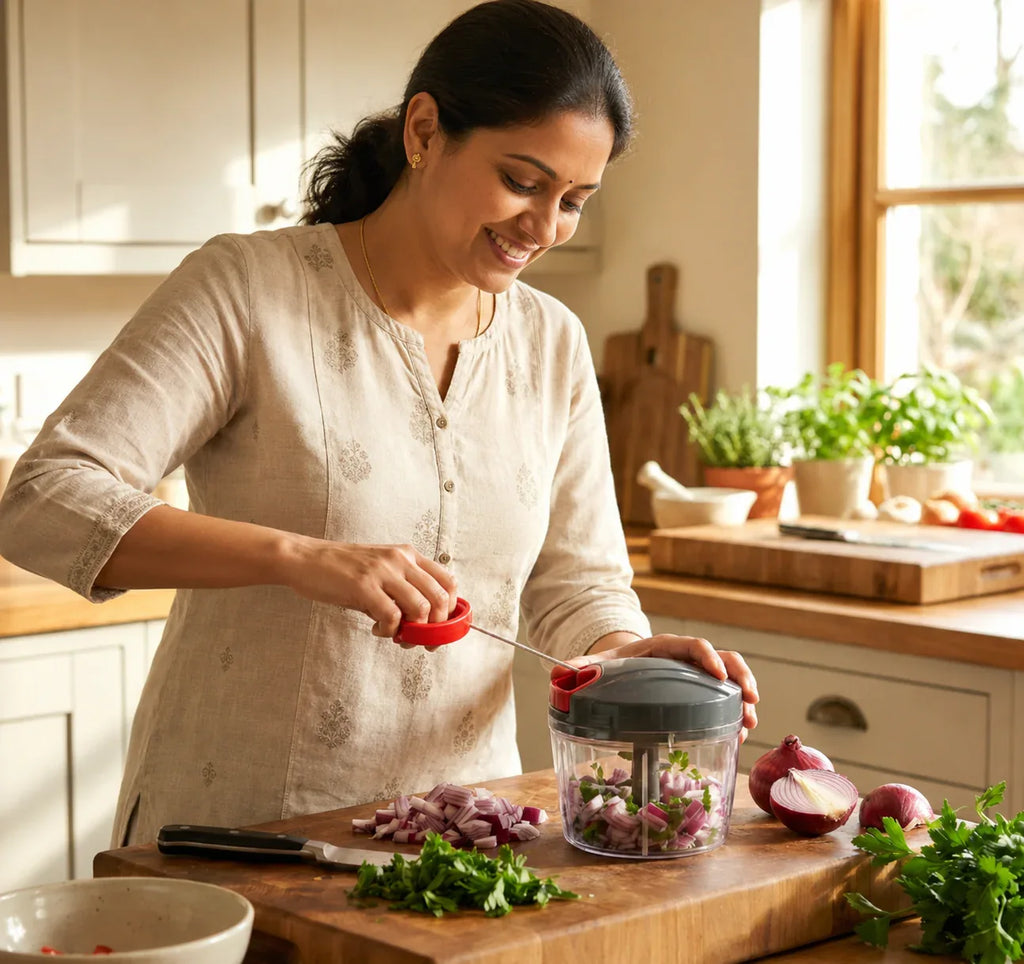 Compact Manual Hand-press Vegetable Chopper (1 Pc)