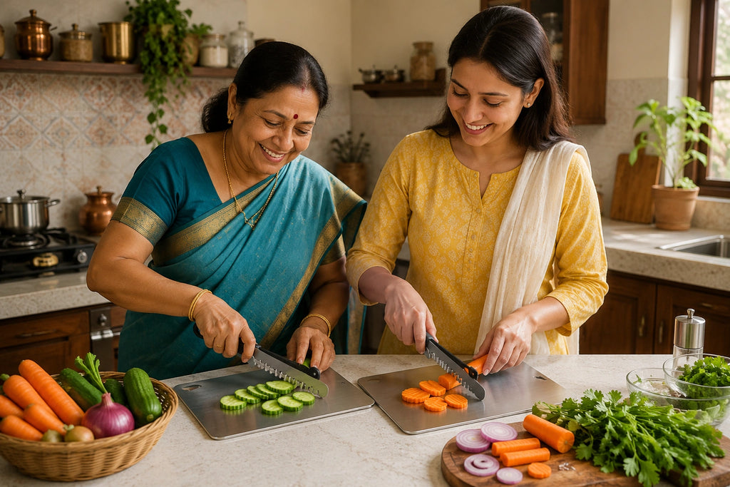 Cut Veggies Faster! Supermom Stainless Steel Chop & Slice Kitchen Tool