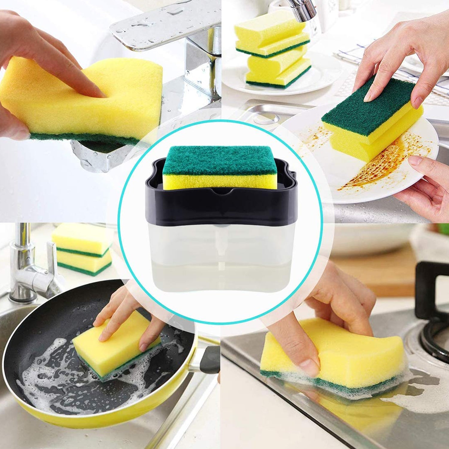 2 In 1 Soap Dispenser For Dishwasher Liquid Holder Liquid Dispenser Through Pump (1 Pc)