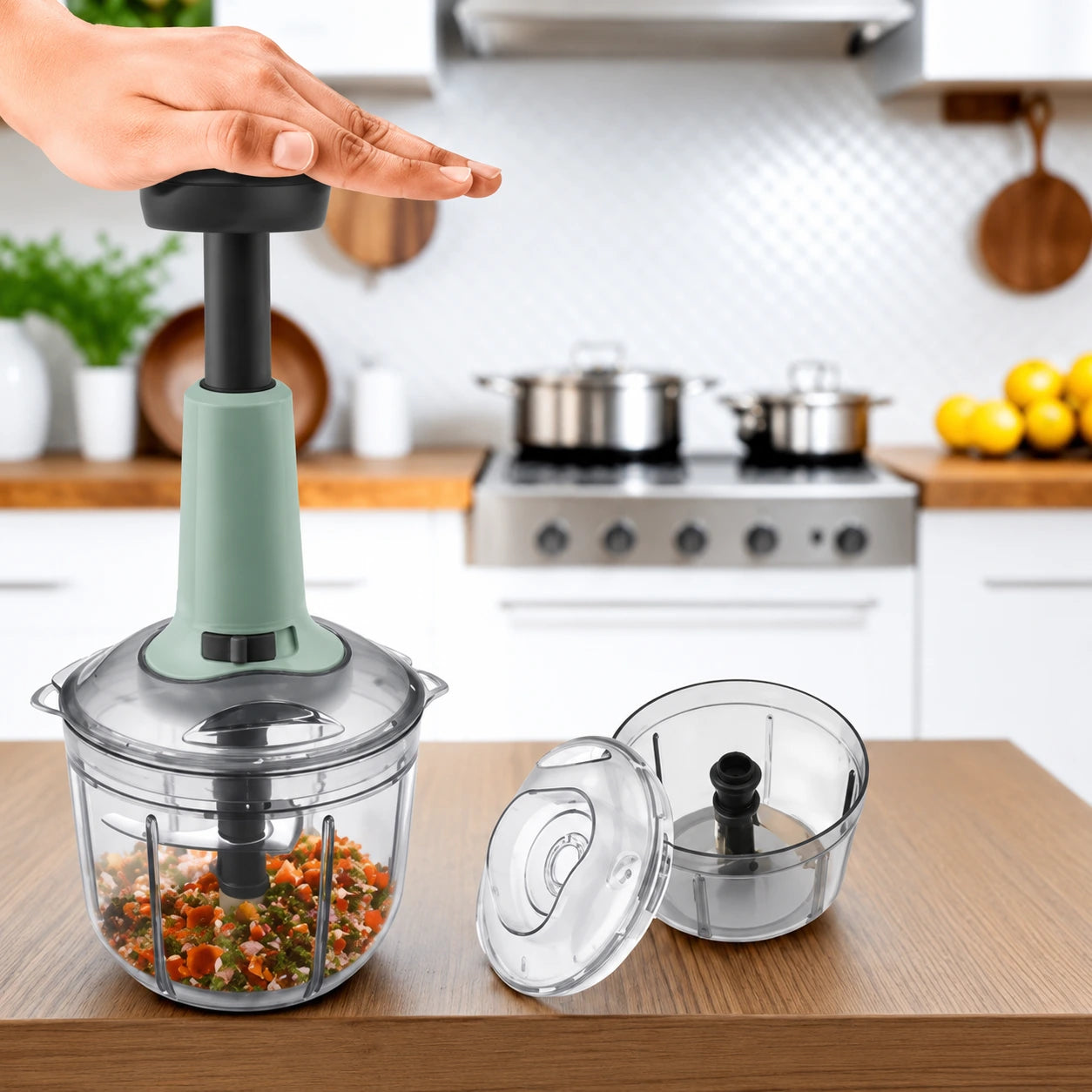 650ml Large Manual Quick Kitchen Helper for Fast Cutting & Chopping with Strong 3-Blade for Mess-Free Kitchen