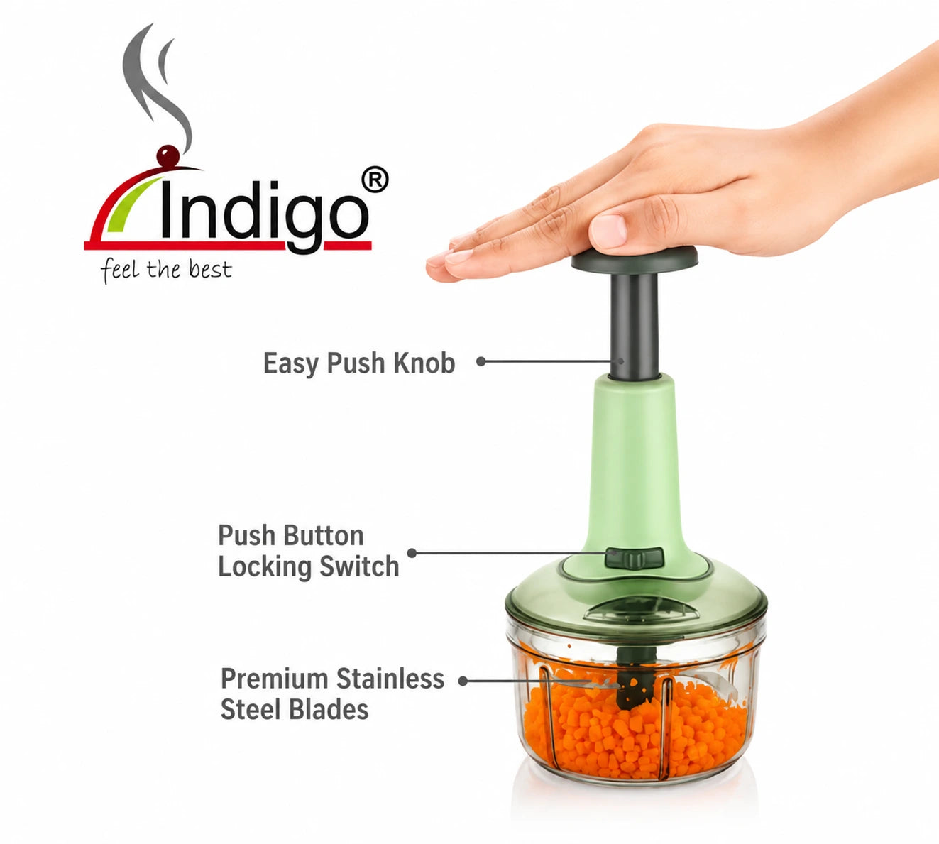 650ml Large Manual Quick Kitchen Helper for Fast Cutting & Chopping with Strong 3-Blade for Mess-Free Kitchen