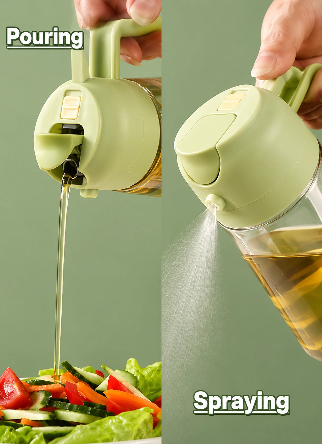 500ml 2-in-1 Cooking Oil Spray Bottle for Mess-Free Cooking