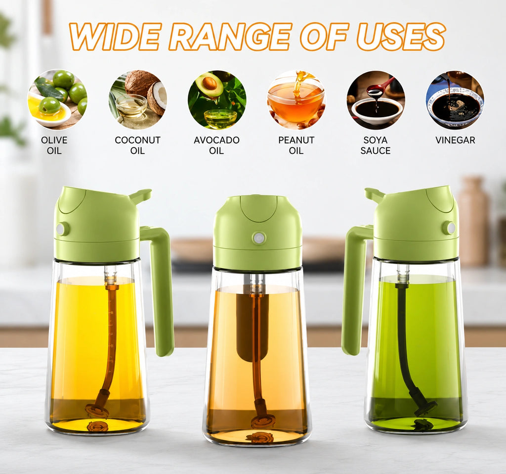500ml 2-in-1 Cooking Oil Spray Bottle for Mess-Free Cooking