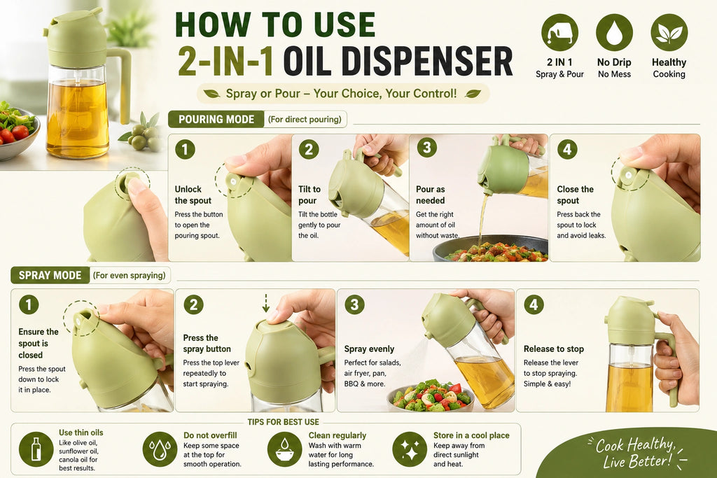 500ml 2-in-1 Cooking Oil Spray Bottle for Mess-Free Cooking