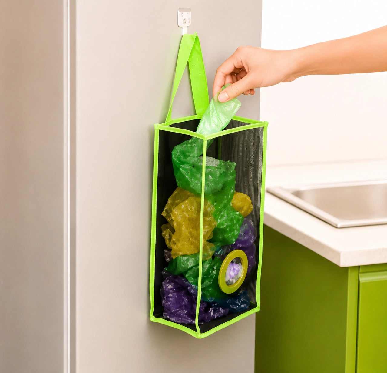 Smart Hanging Mesh Bag for Clean Kitchen Storage