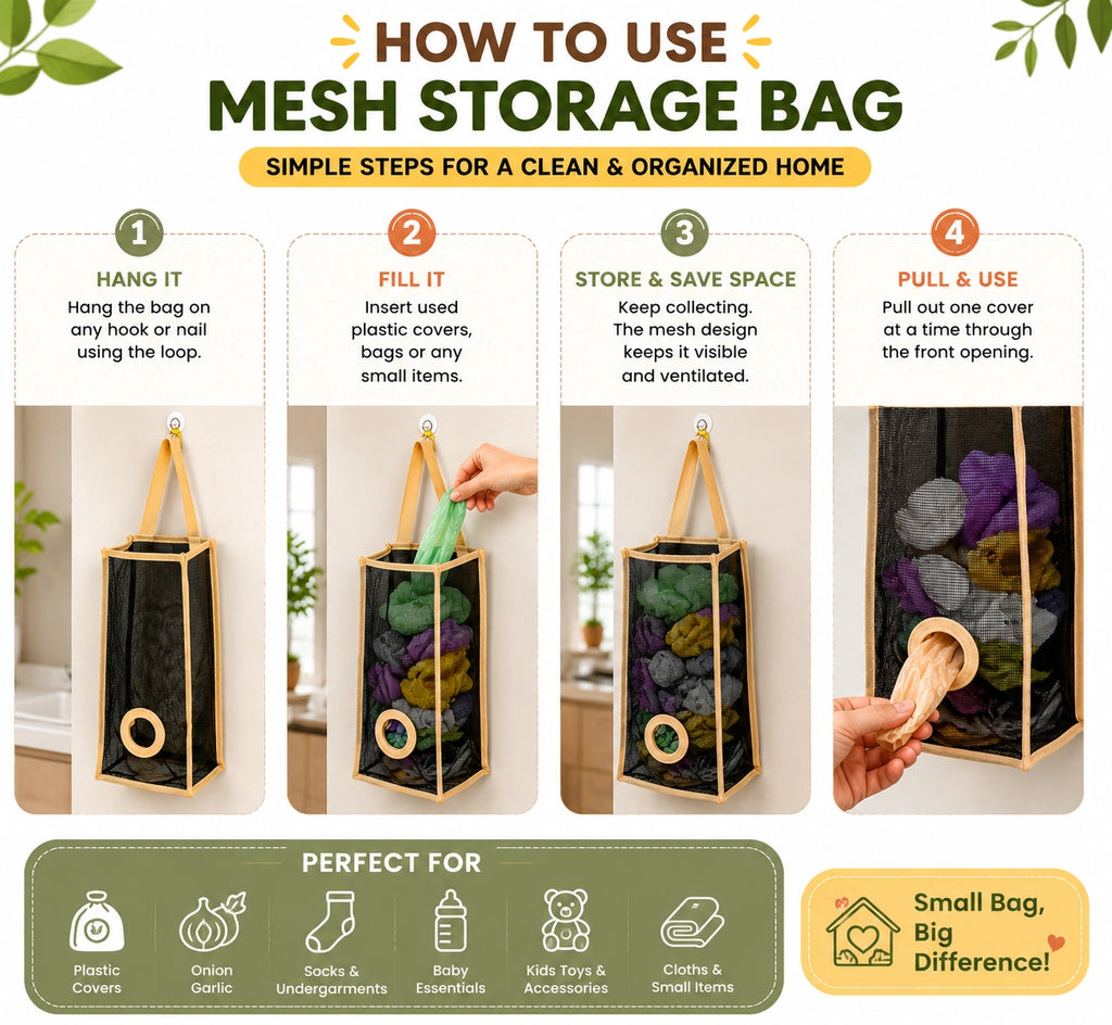 Smart Hanging Mesh Bag for Clean Kitchen Storage