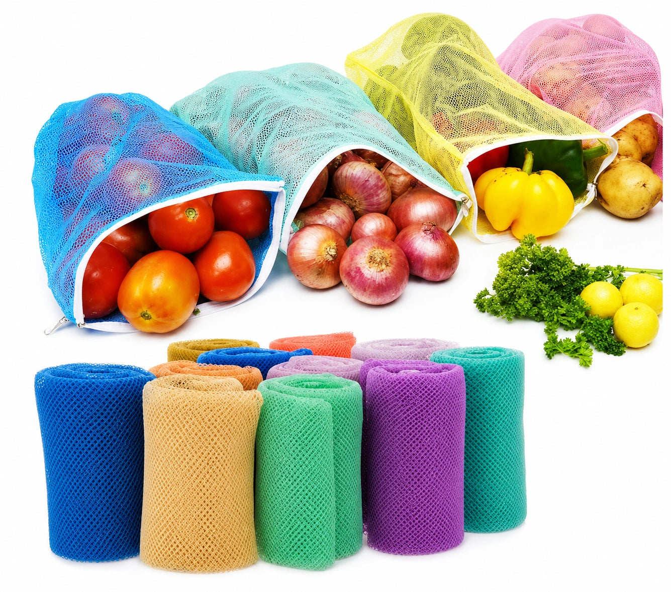 Set of 12 Fresh Storage Bags to Keep Fruits & Veggies Organized