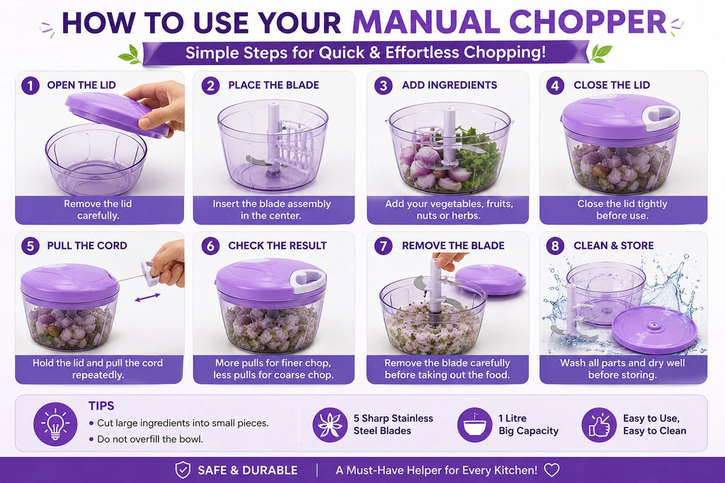 1 Ltr Big Kitchen Helper for Fast Onion & Veggie Chopping for Mess-Free Meal Prep