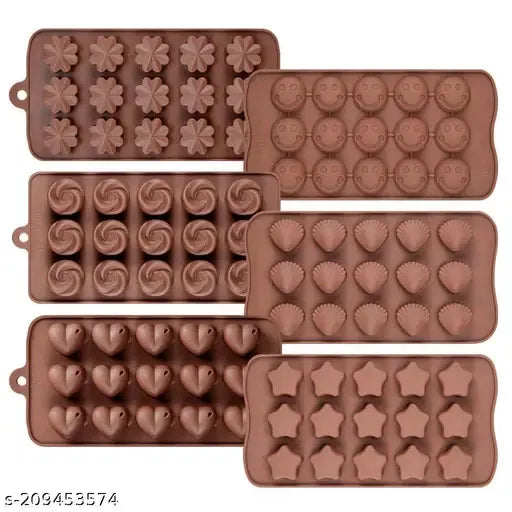 Easy Release Chocolate Molds – 6-Pack Silicone Trays for Candy, Desserts & Baking